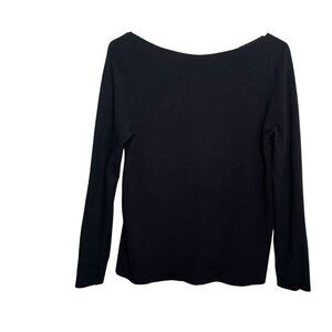 MM Lafleur T-Shirt Women's Medium Rib Knit Long Sleeve Minimal Black Top